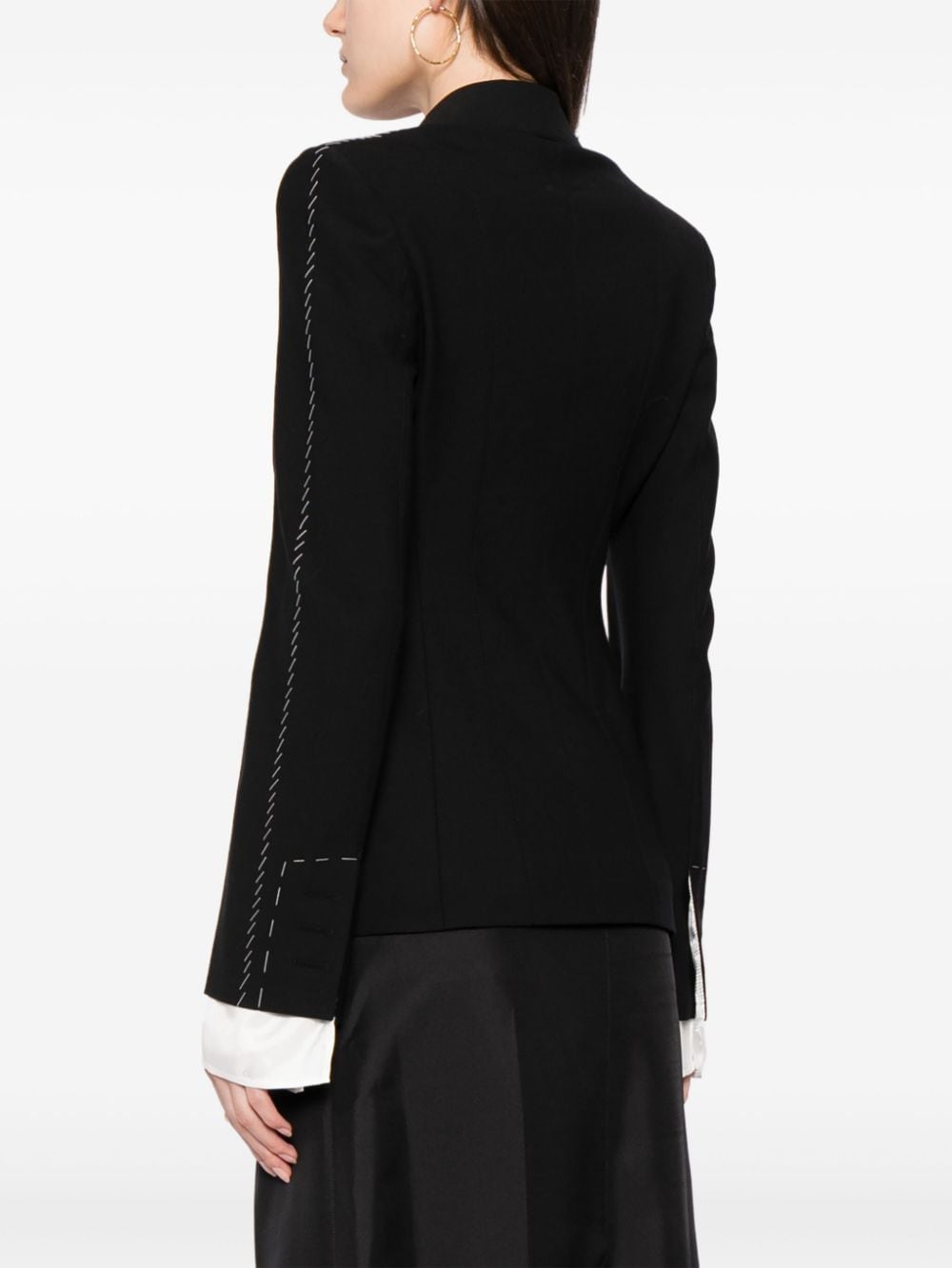 Shop Peter Do Contrast-stitching Notched-lapels Blazer In Black