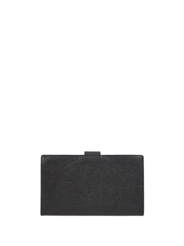 Chanel Pre-owned 1997 Cc-embossed Leather Wallet in Black