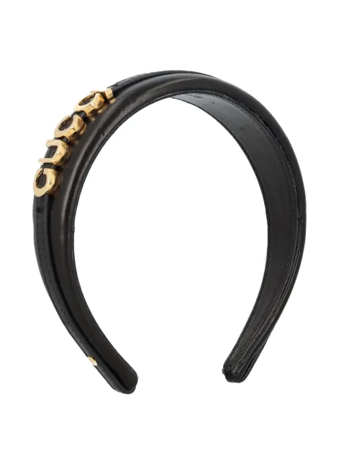 Gucci diadema en cuero con letras del logo