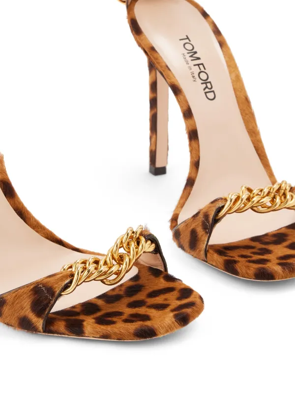 トムフォード Tom Ford Calf Leather Sandals Tom Ford Black Chain Heel Calf Leather Sandals