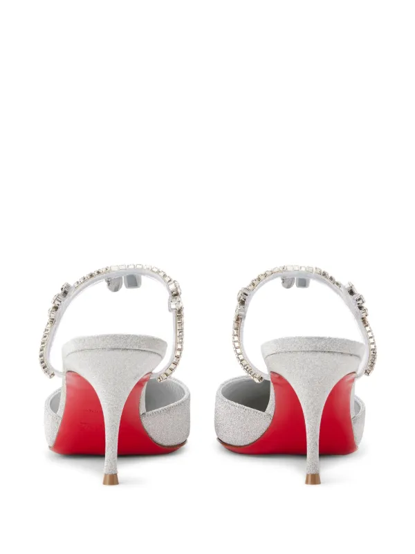 Christian Louboutin Planet Queen 70mm Glitter Mules | Silver Christian Louboutin Planet Queen 70mm Glitter Mules | Silver