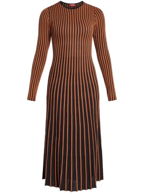 STAUD two-tone ribbed-knit dress