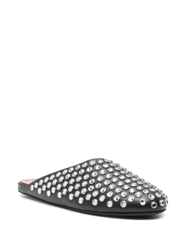 Alaïa crystal-embellished Leather Mules | Black | FARFETCH