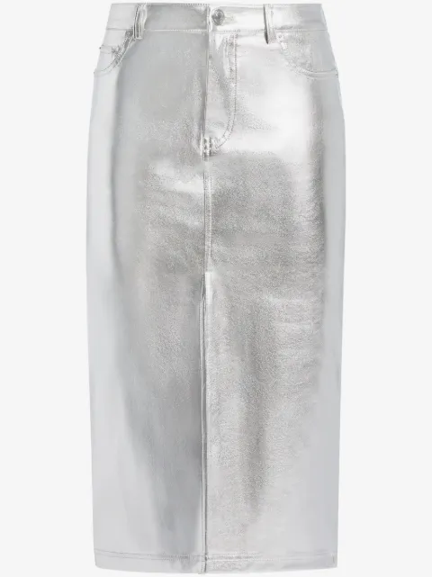 STAUD Oaklyn metallic-effect midi skirt