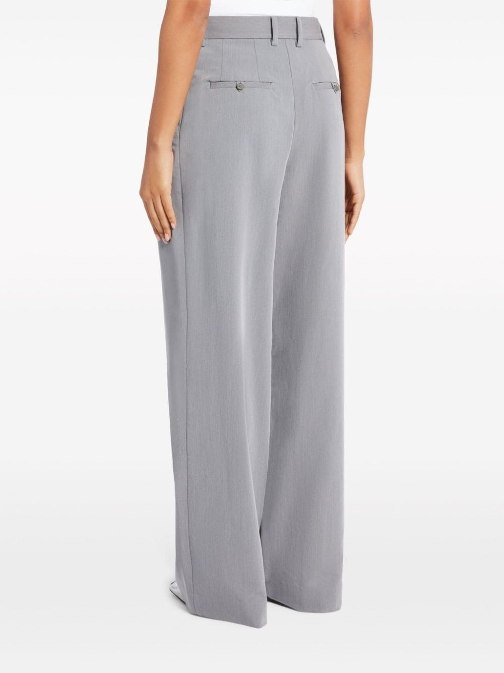Shop Staud Pleated Straight-leg Trousers In Grey