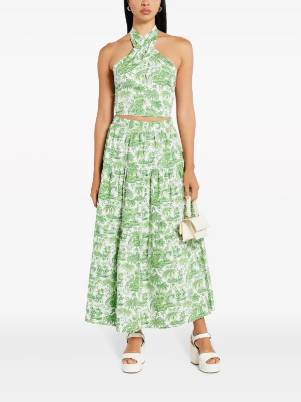 STAUD - Smocked kai top - Green L 148-3201A-SS24-CLTL