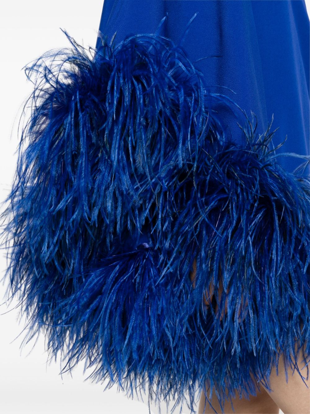 Shop Taller Marmo Feather-trim One-shoulder Minidress In Blue