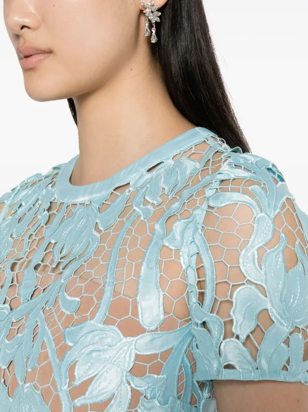 chinese dress ladies Eyelet Lace Midi Dress in Powder Blue