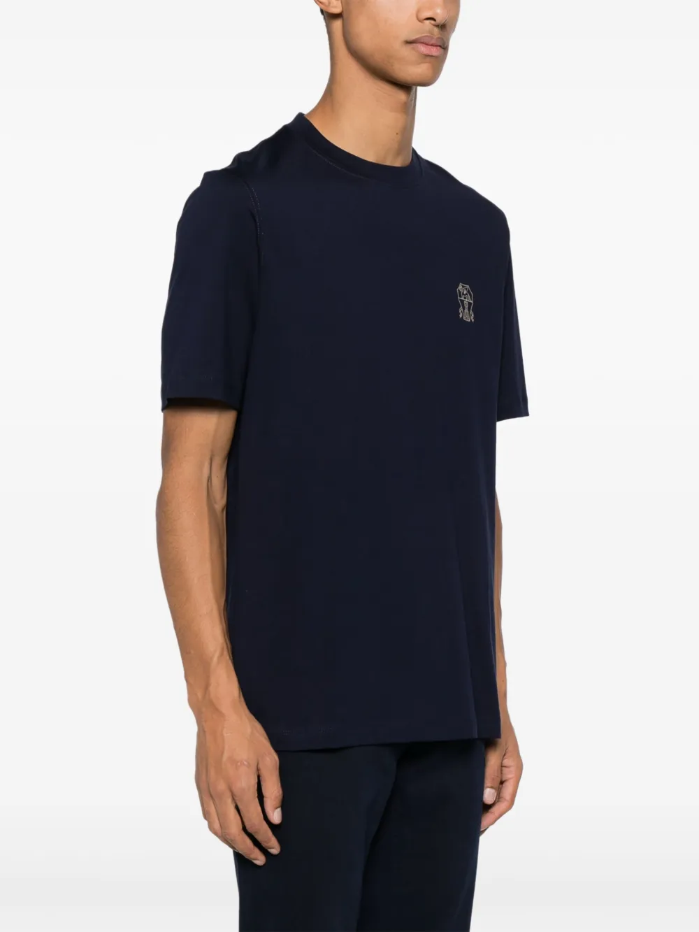 Brunello Cucinelli Katoenen T-shirt met geborduurd logo Blauw