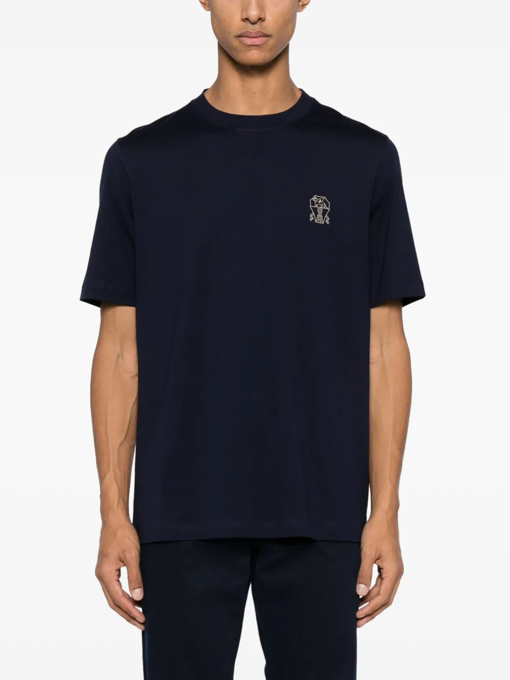 Brunello Cucinelli Katoenen T-shirt met geborduurd logo Blauw