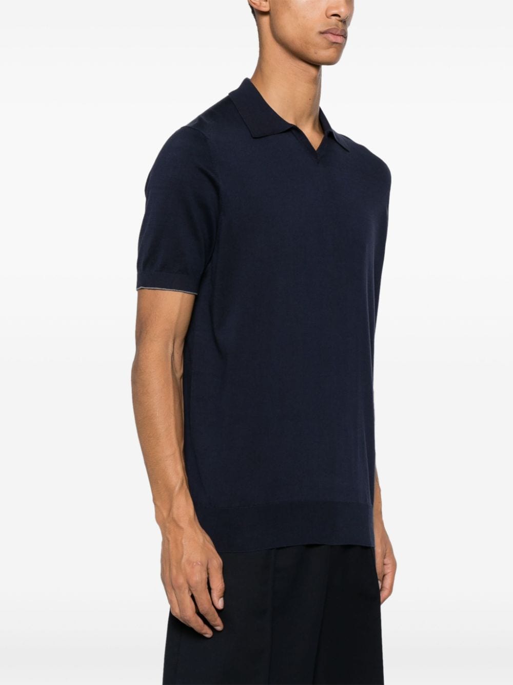 Shop Brunello Cucinelli Short-sleeve Cotton Polo Shirt In Blue