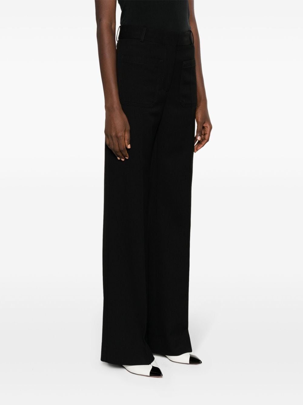 Shop Victoria Beckham Alina Flared Tailored Trousers In Black