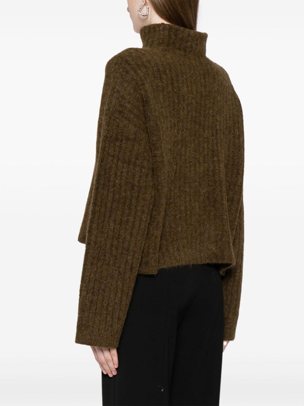 Shop B+ab Mock-neck Knitted Jumper In Green