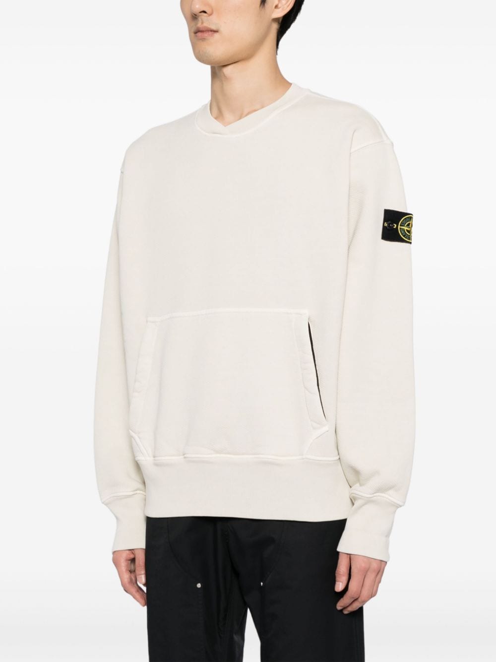 Shop Stone Island Compass-badge Ribbed-knit Jumper In Neutrals