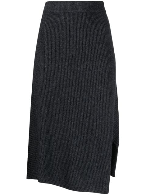 asymmetric wool midi skirt