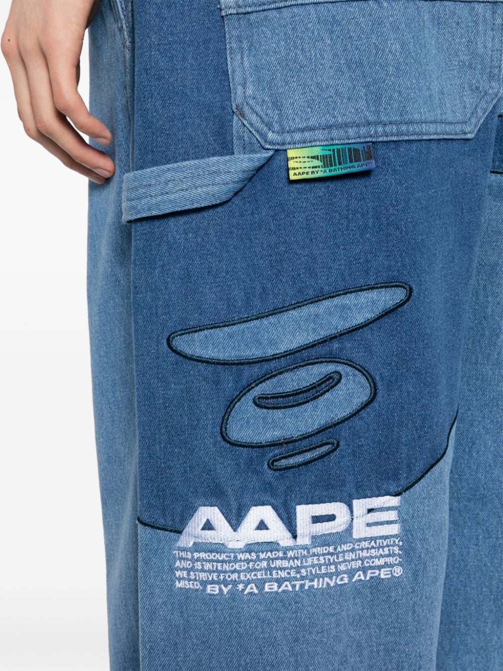 AAPE BY *A BATHING APE Jeans met geborduurd logo en wijde pijpen Blauw