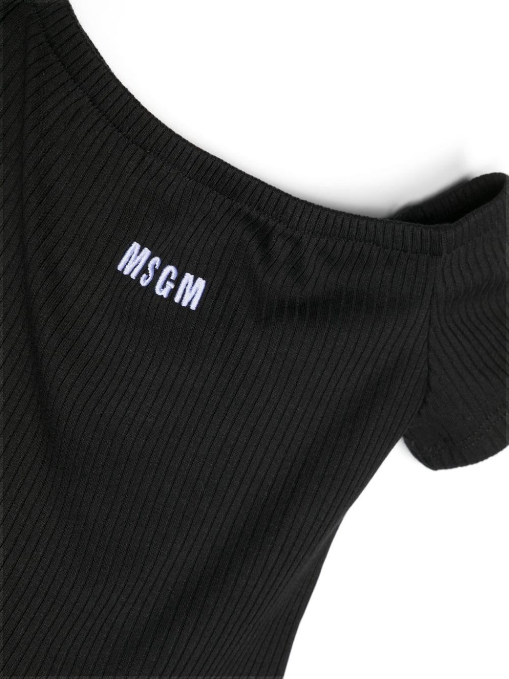 Shop Msgm Logo-embroidered Cropped T-shirt In Black