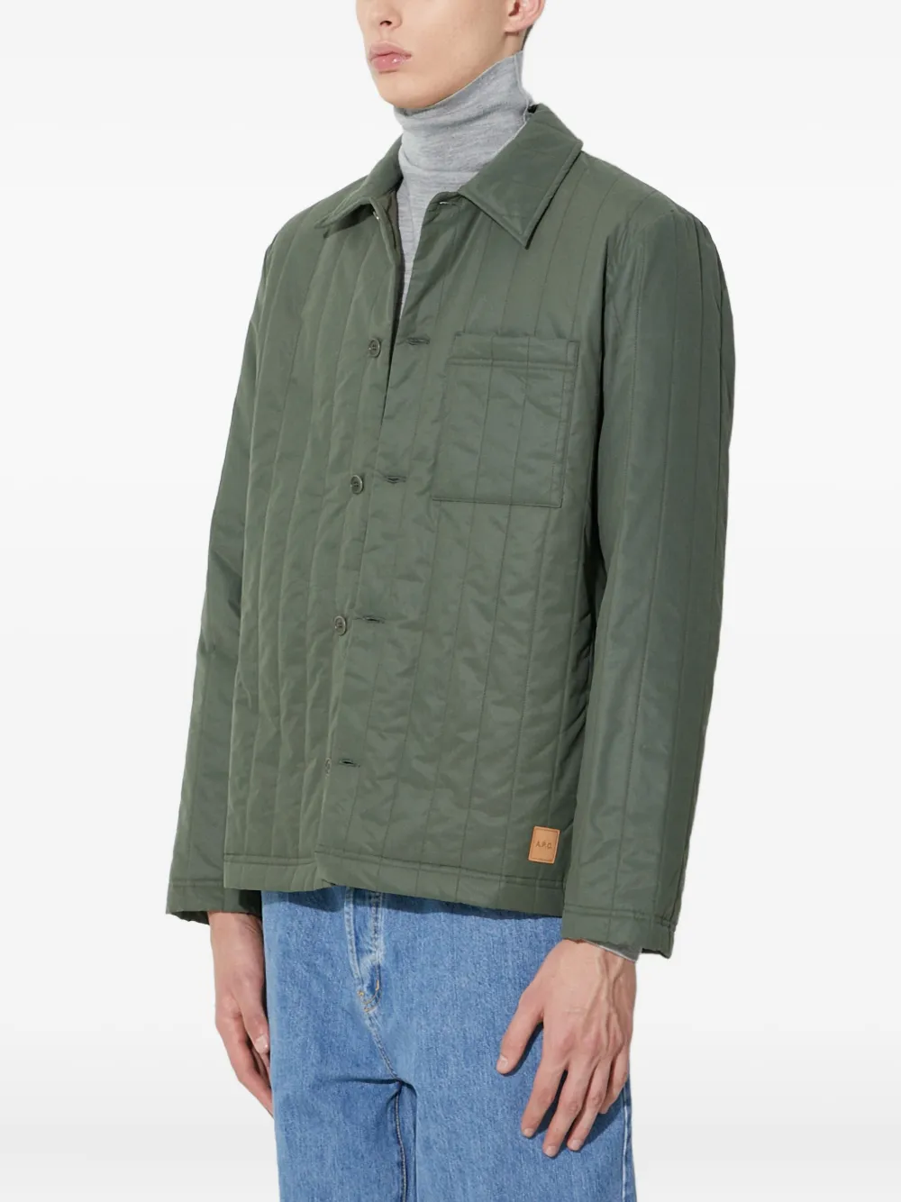 Apc Quilted Panelled Jacket In Gray