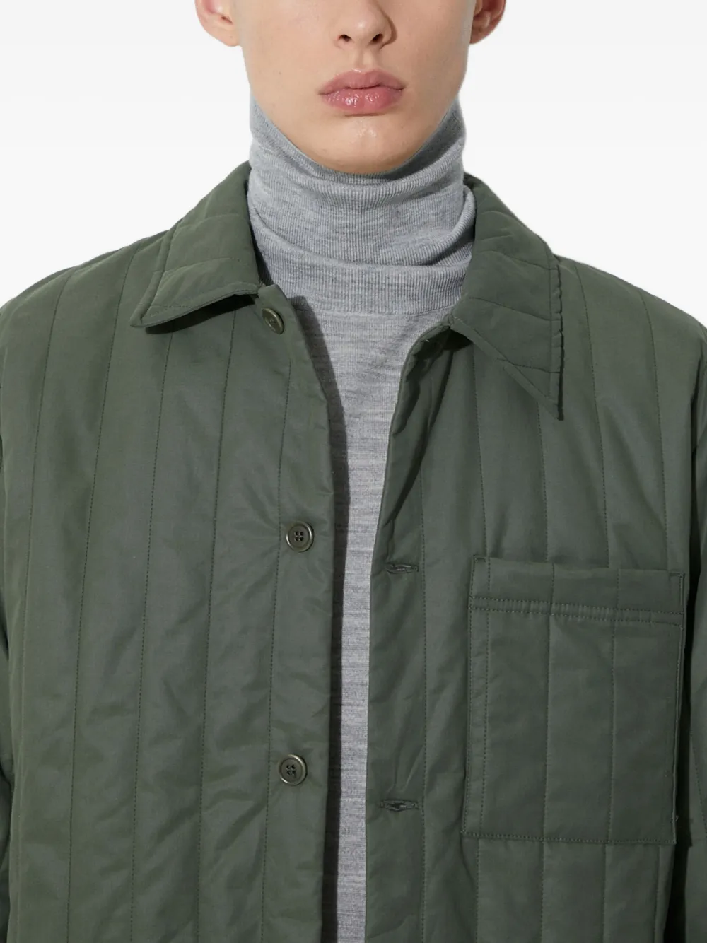 Apc Quilted Panelled Jacket In Gray