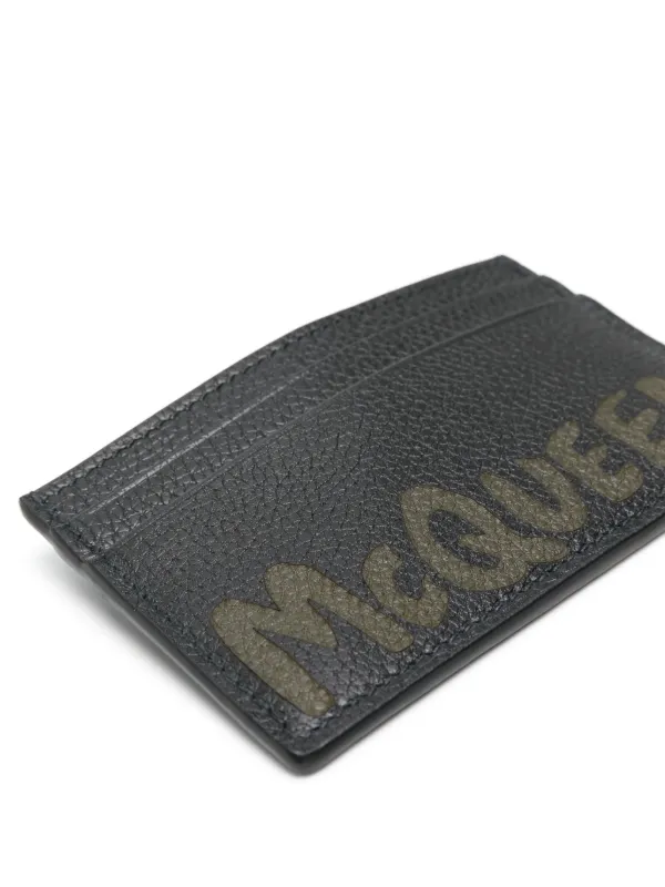 Alexander McQueen Graffiti pebbled-leather Cardholder | Black