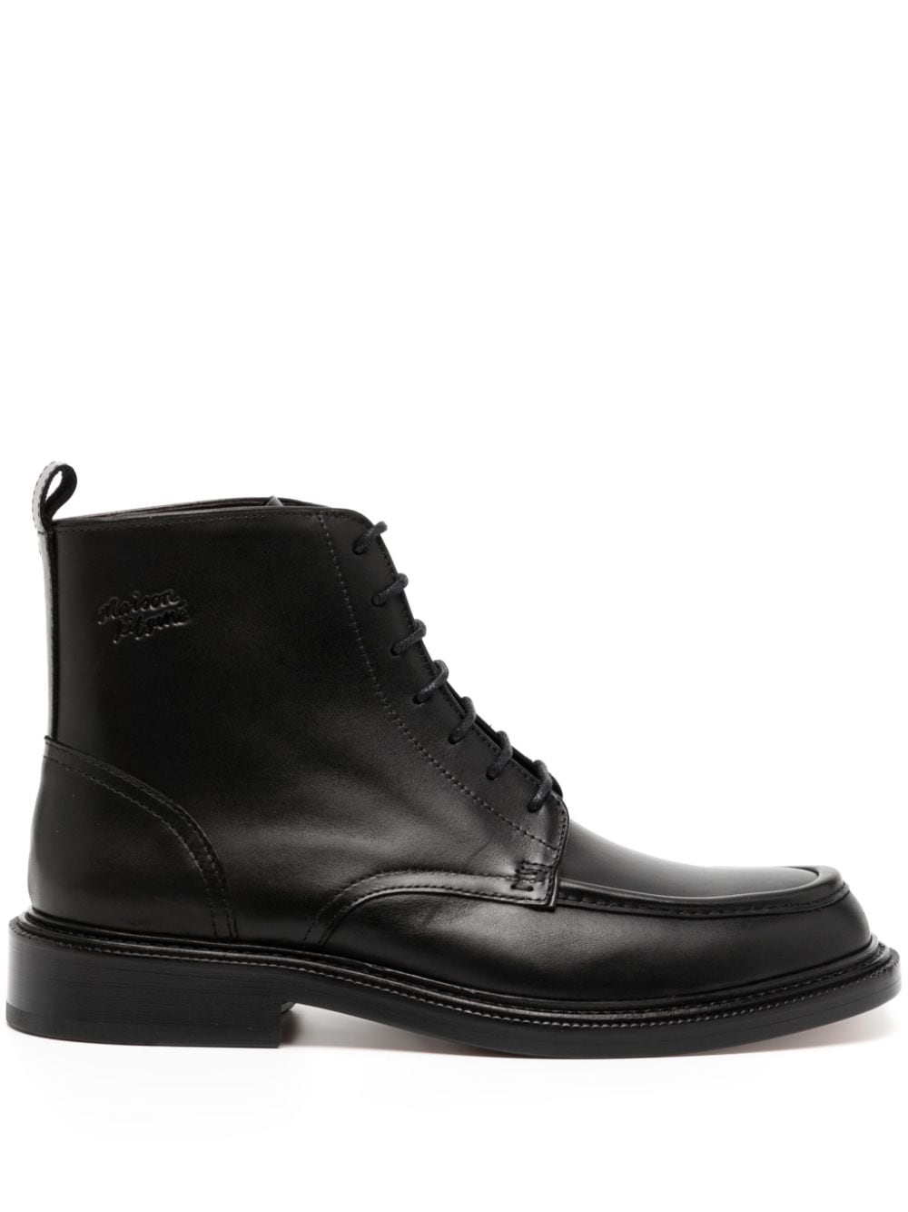 maison kitsuné bottines en cuir à lacets - noir