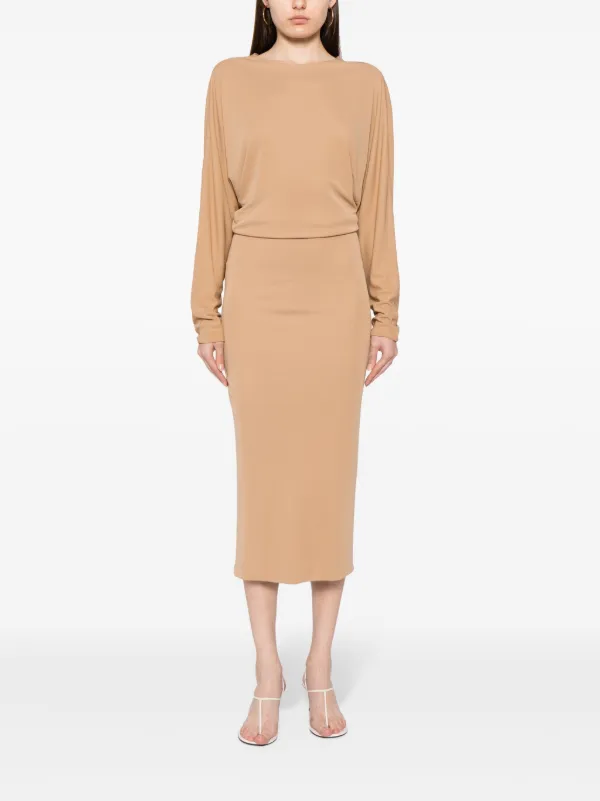 【送料&関税込】Khaite The Trina Long-sleeved Open-back Midi KHAITE The Trina open-back Midi Dress | Black | FARFETCH