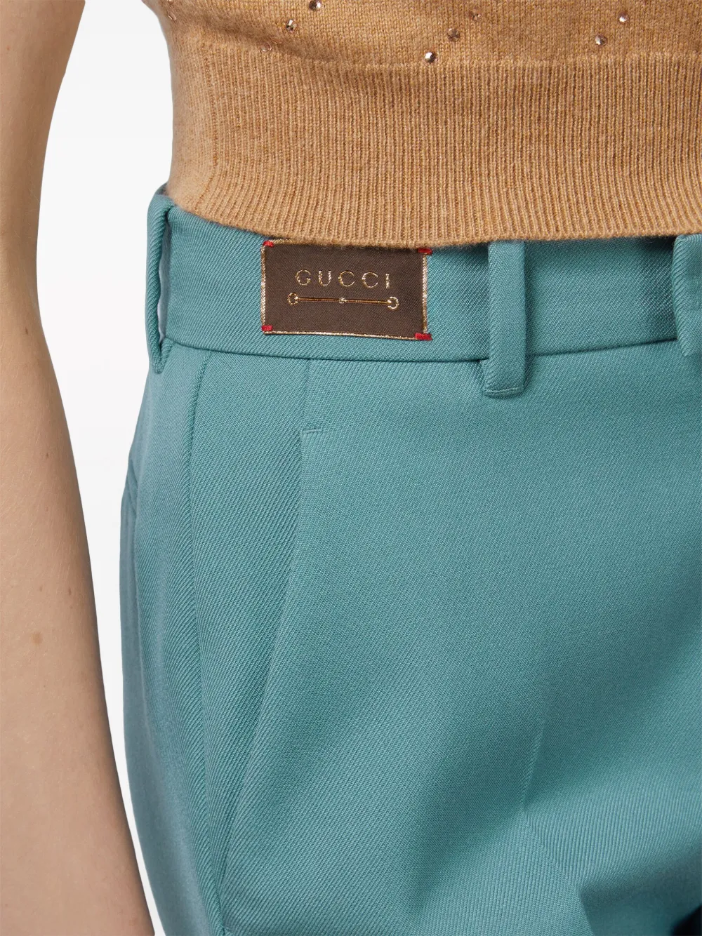 Gucci Horsebit Wool Trousers In Blue
