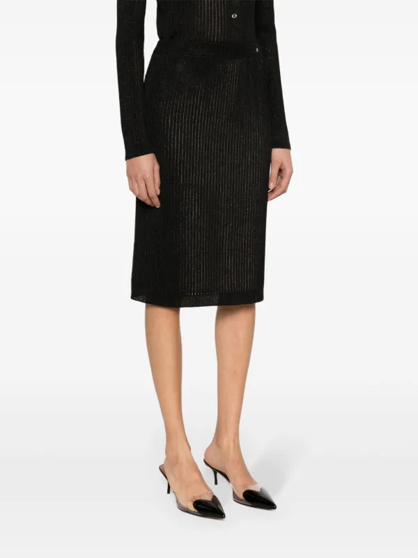 Gucci Interlocking G ribbed-knit Pencil Skirt | Black