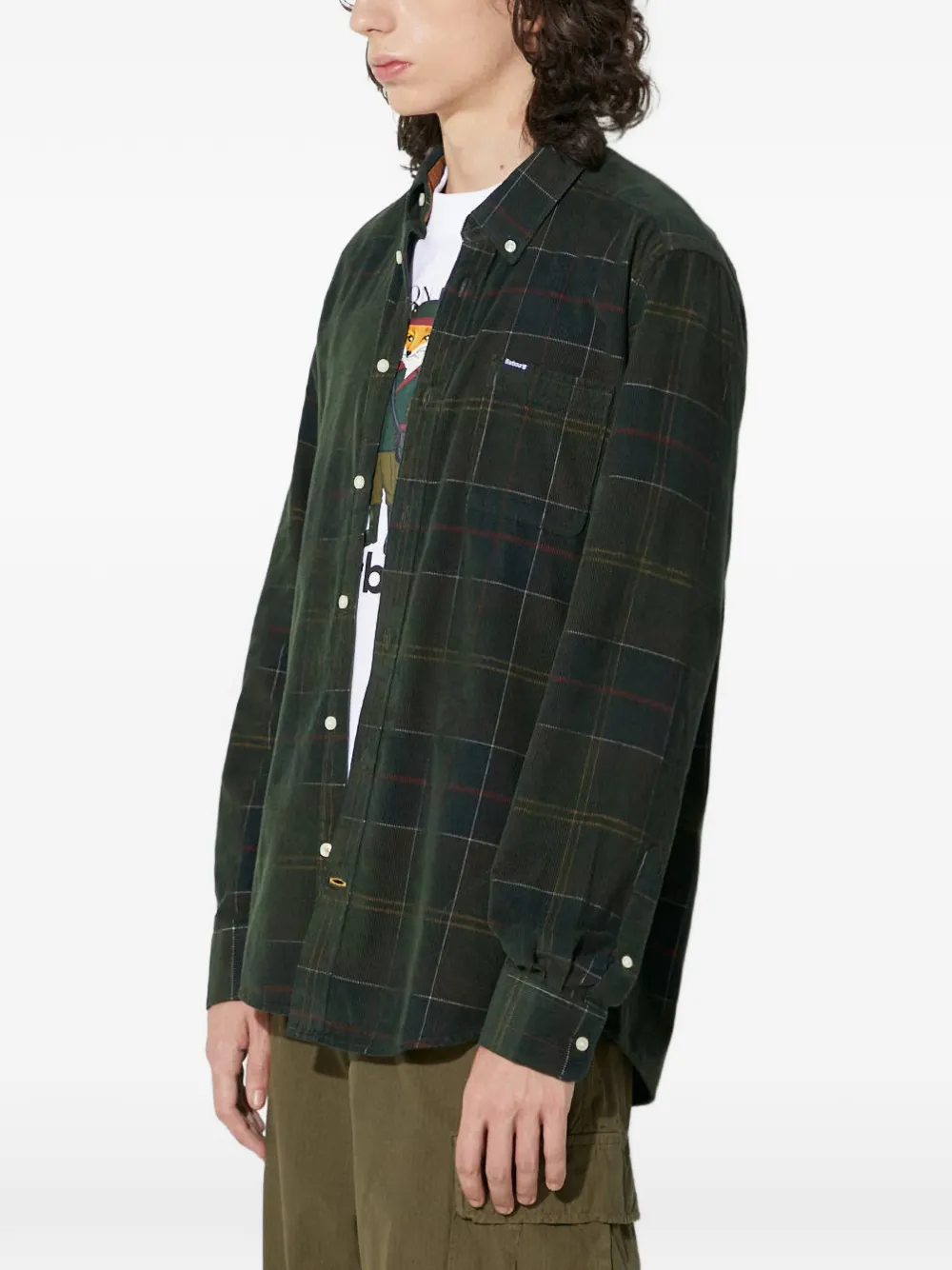 Barbour check corduroy shirt Groen