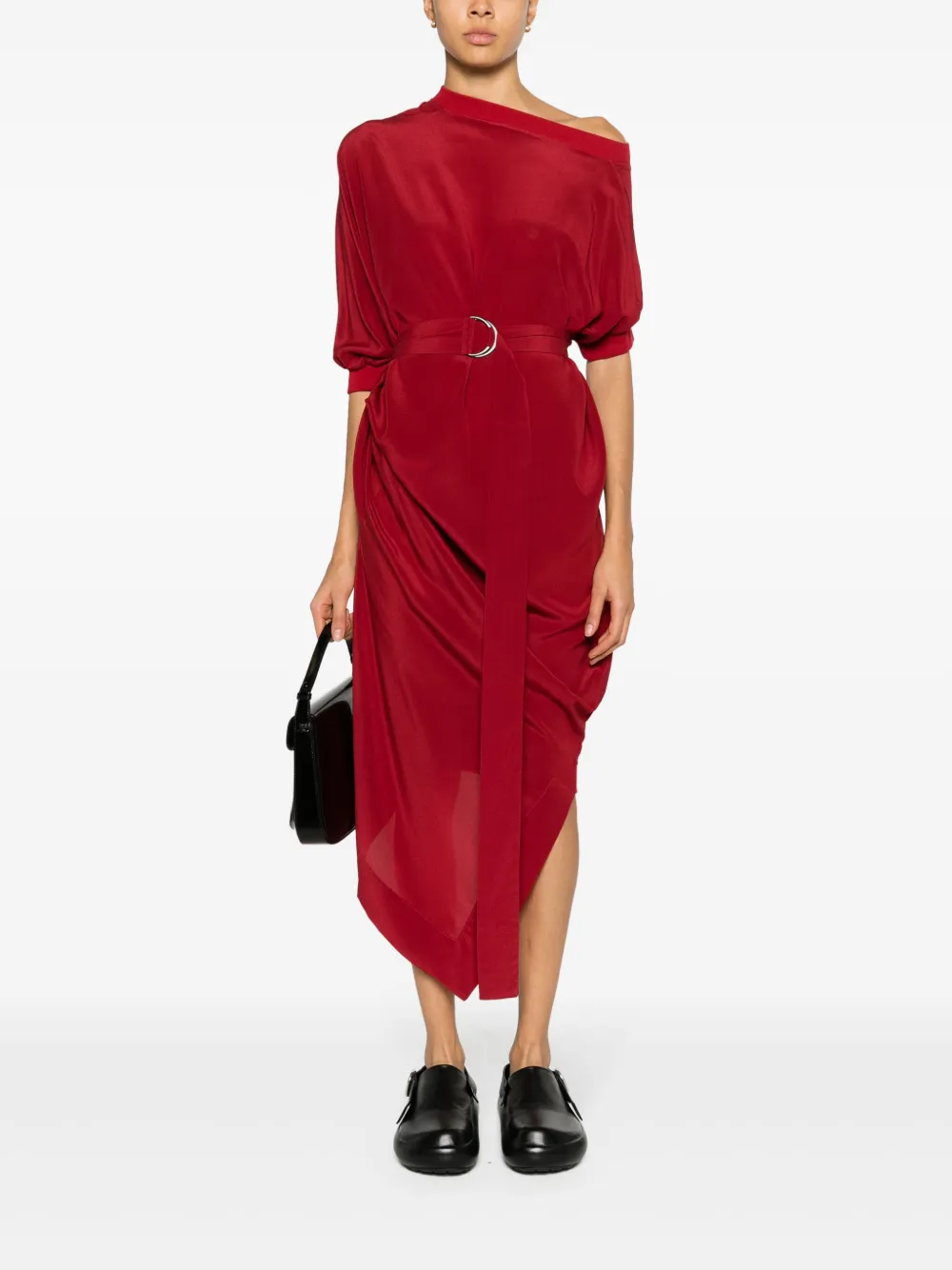 Vivienne Westwood Asymmetrische midi-jurk met ceintuur - Rood