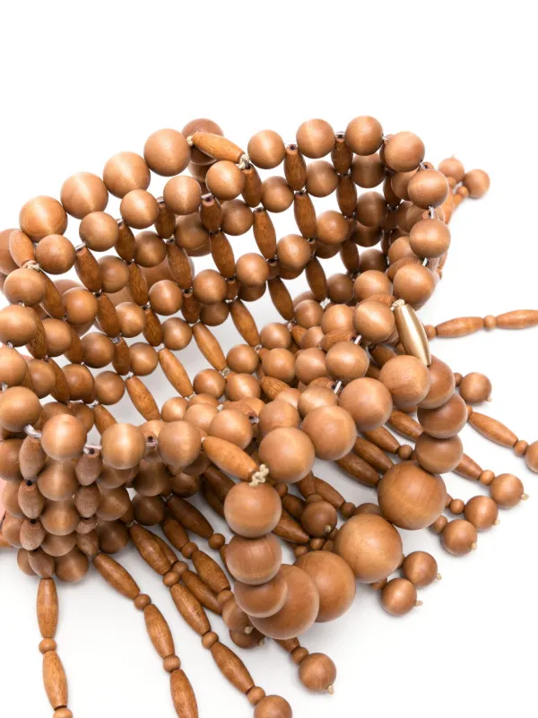 トートバッグ Cult Gaia Wood-Bead Embellished Tote Bag Cult Gaia Clara Wooden Beads Tote Bag | Brown | FARFETCH