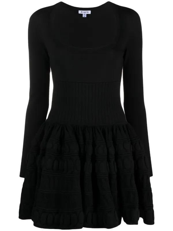 alaia black mini dress Alaia Textured Knit Mini Dress – MAYFEYR main image 1