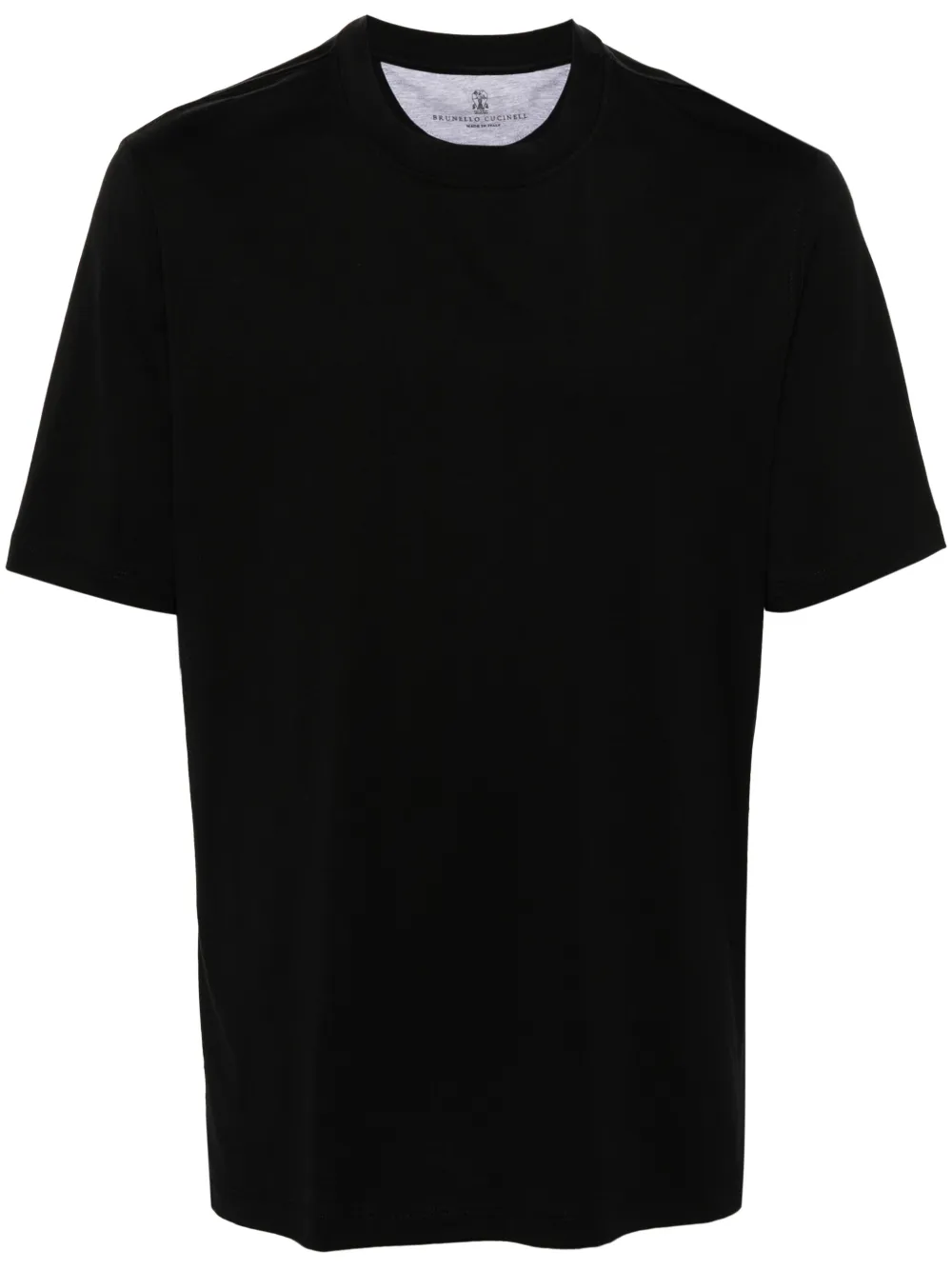 Brunello Cucinelli Double Layer Crewneck T-shirt Featuring Elegant Piping In Black