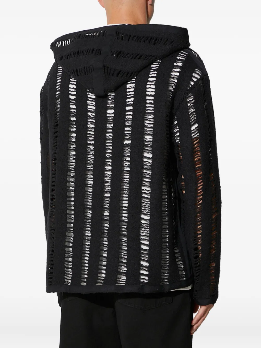 424 Opengebreide hoodie Zwart