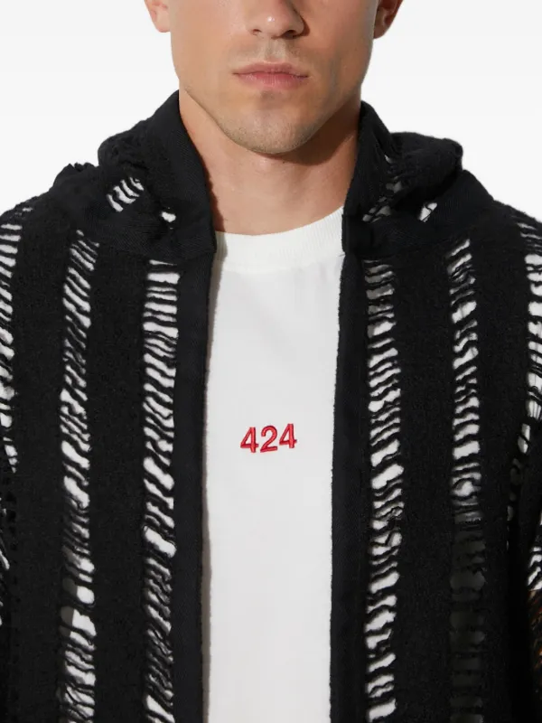 424 open-knit Hoodie | Black | FARFETCH JO
