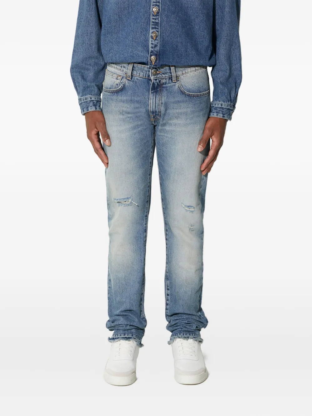 424 Distressed-effect Frayed-detail Jeans In Blue