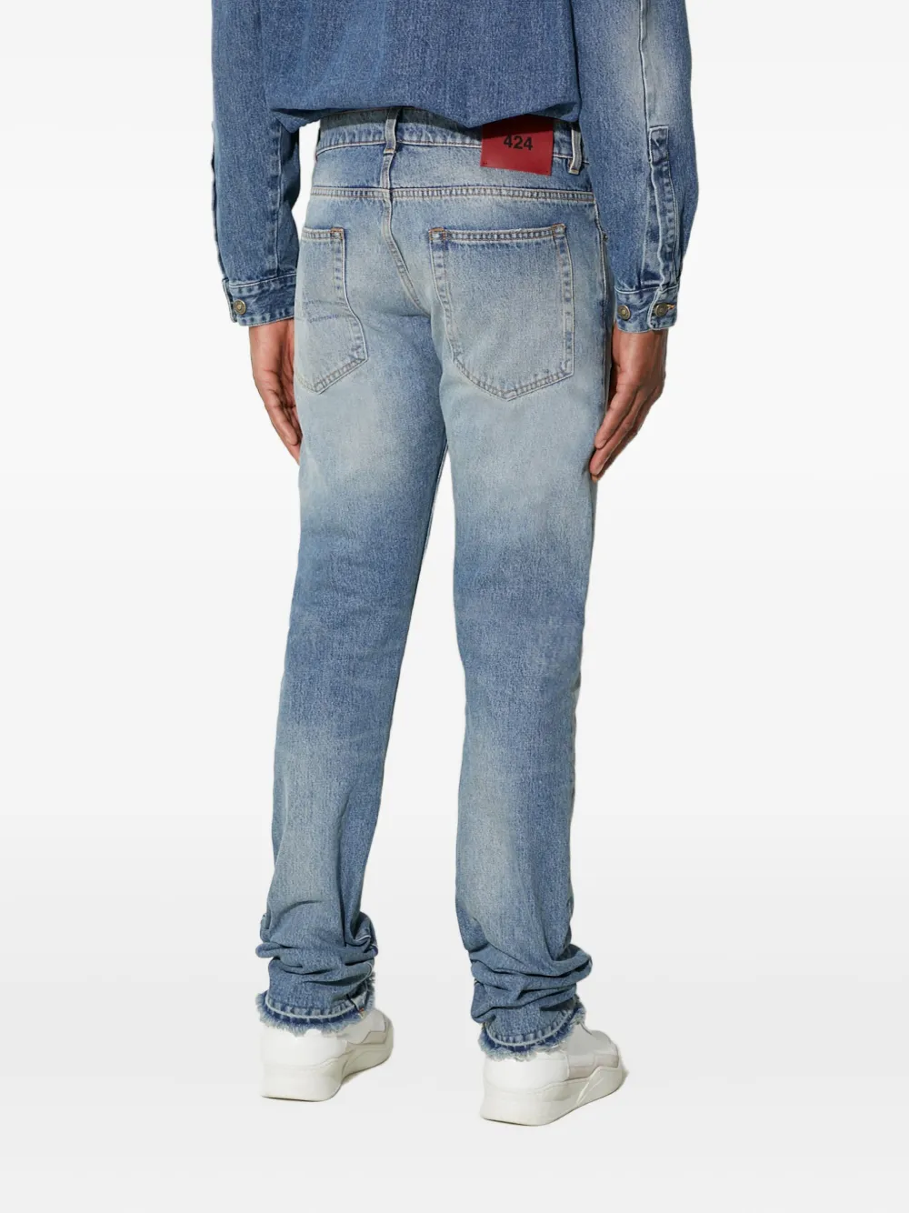 424 Distressed-effect Frayed-detail Jeans In Blue