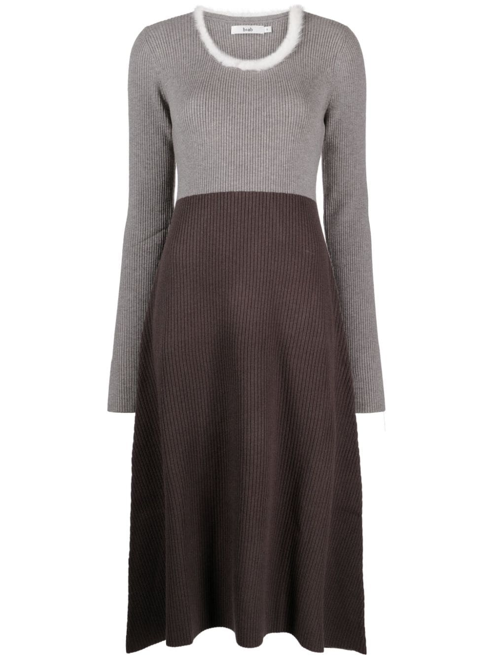 B+ab Panelled Ribbed-knit Midi Dress In Grey