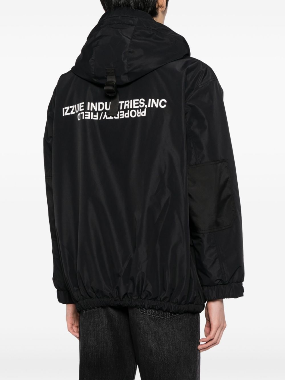 Shop Izzue Logo-print Hooded Jacket In Black