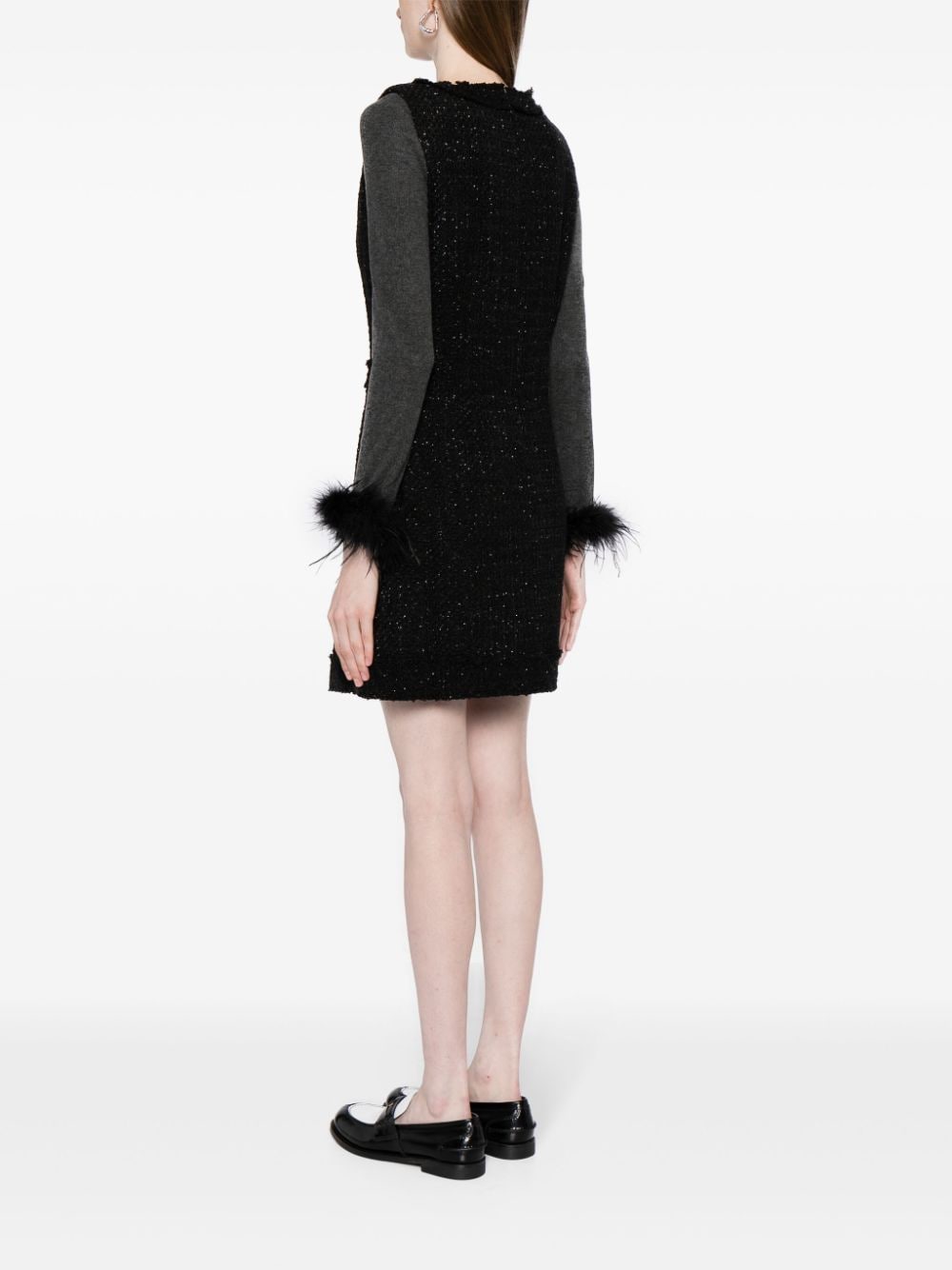Shop B+ab Tweed Two-piece Minidress In Black