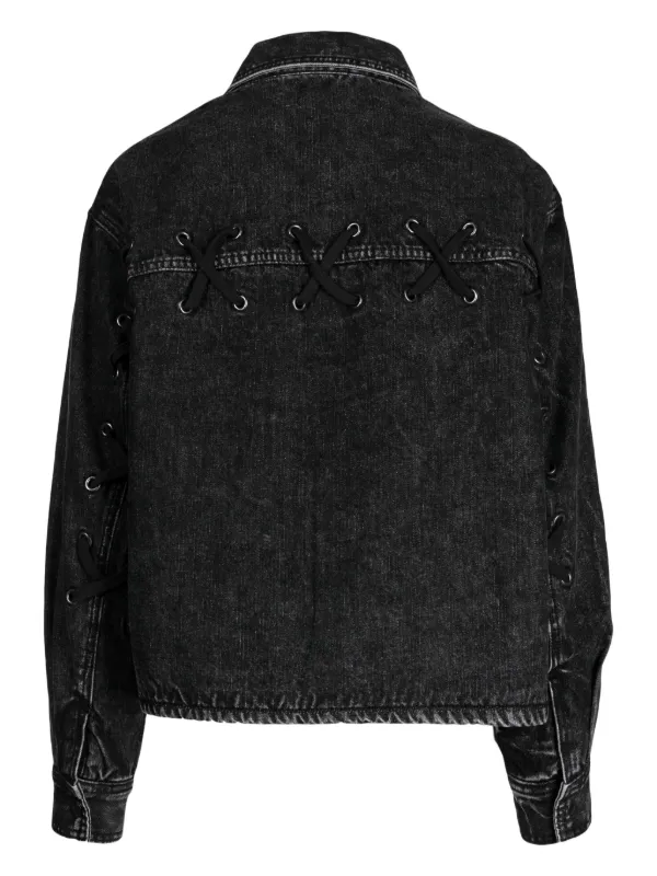 Izzue eyelet embellished Washed Denim Jacket Black FARFETCH TR