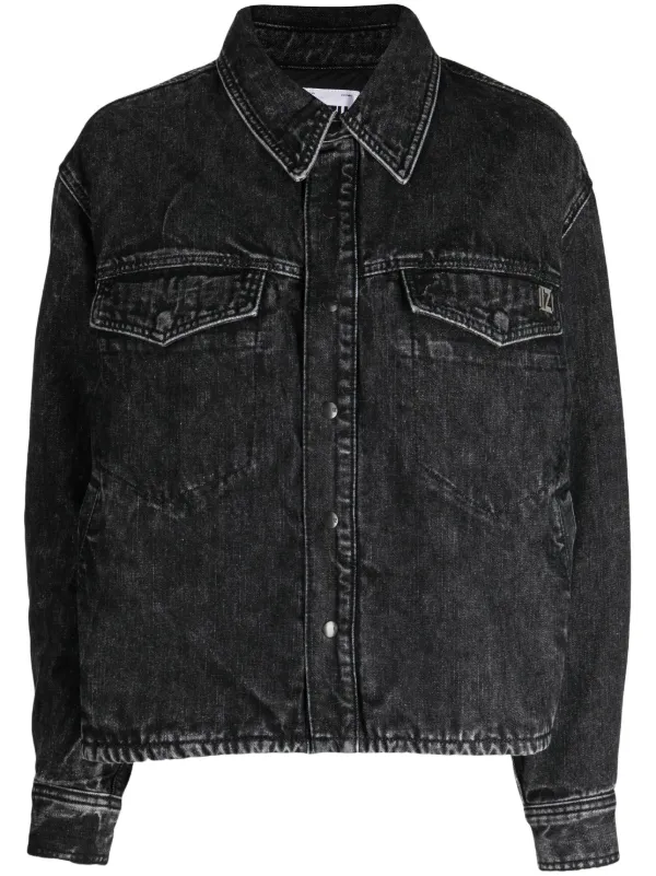 Black washed denim jacket womens best sale