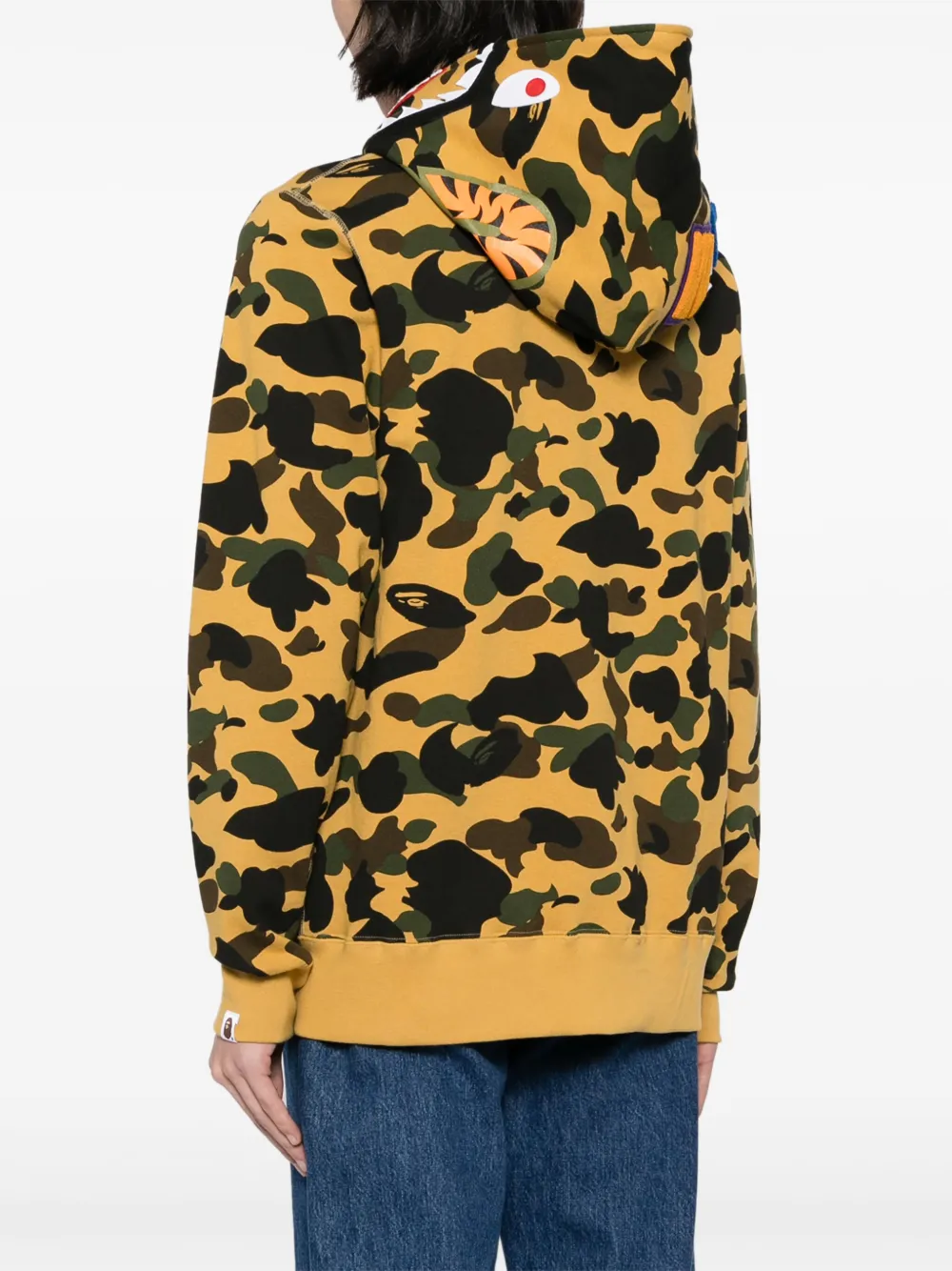 Shop A Bathing Ape 1st Camo Shark Zip-up Hoodie In Yellow