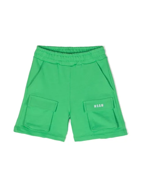MSGM Kids 로고 자수 카고 반바지
