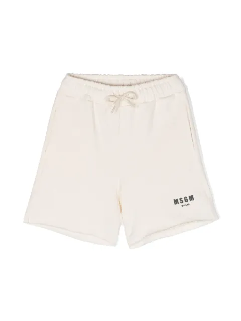 MSGM Kids logo-print cotton track shorts