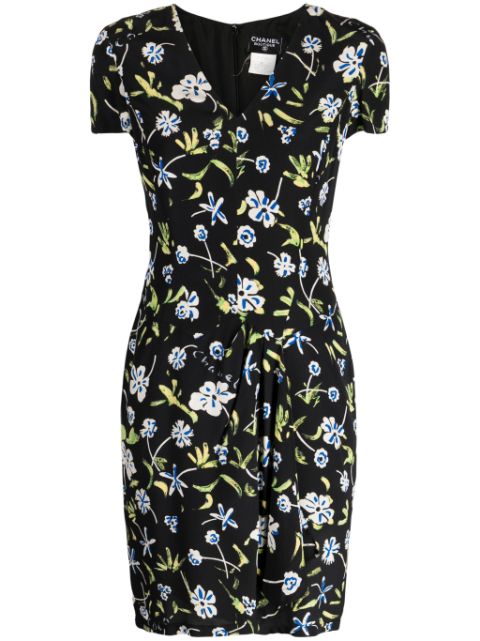 CHANEL 1997 floral-print silk minidress Women