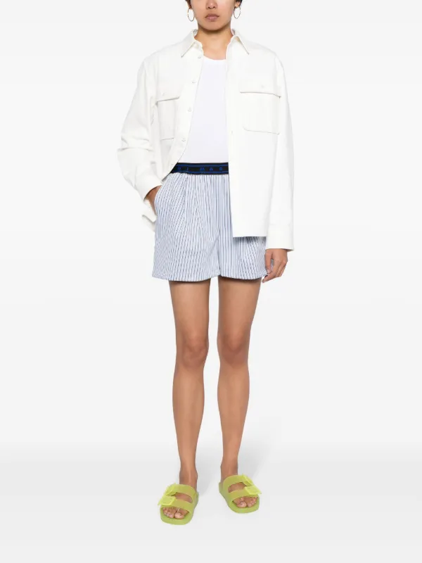 【関税込み】Marni ブルー ストライプ ショートパンツ Marni ストライプ ショートパンツ | ブルー | FARFETCH JP