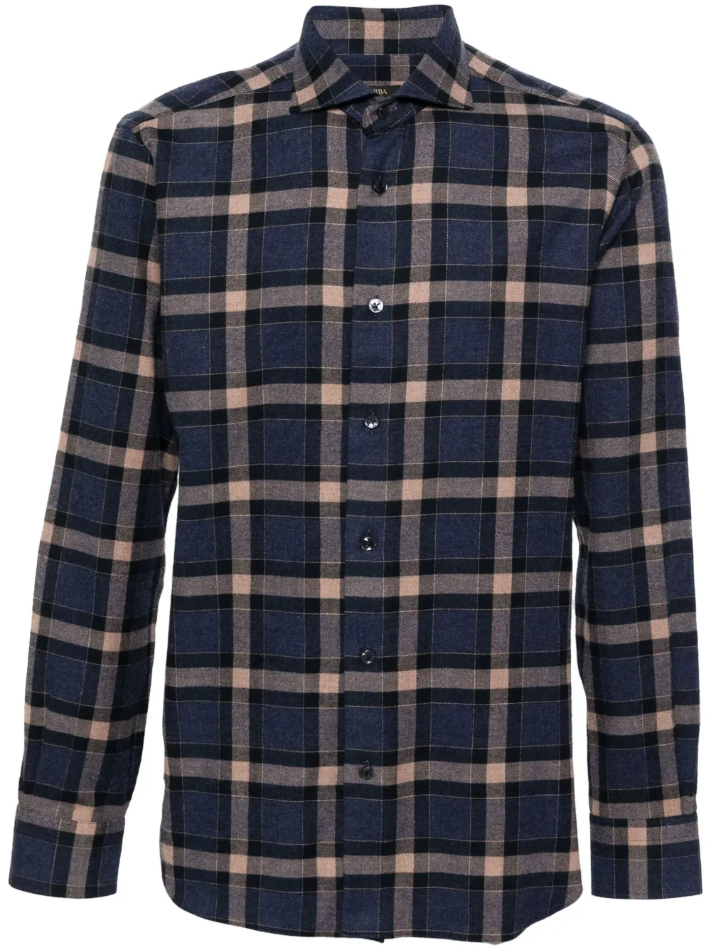 Barba Plaid Flannel Shirt In Blue