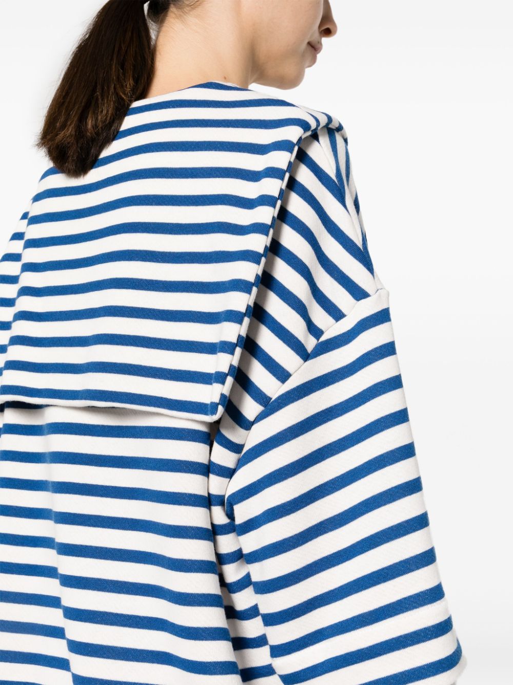 Shop Ioana Ciolacu Sailor-collar Striped Top In Blue