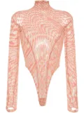 Mugler star-print mesh bodysuit - Neutrals